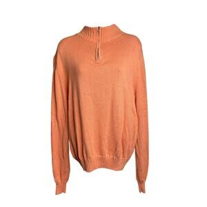 Bills Khakis Men's Orange Quarter Zip Pullover Sweater Size L Old Money‎ Preppy